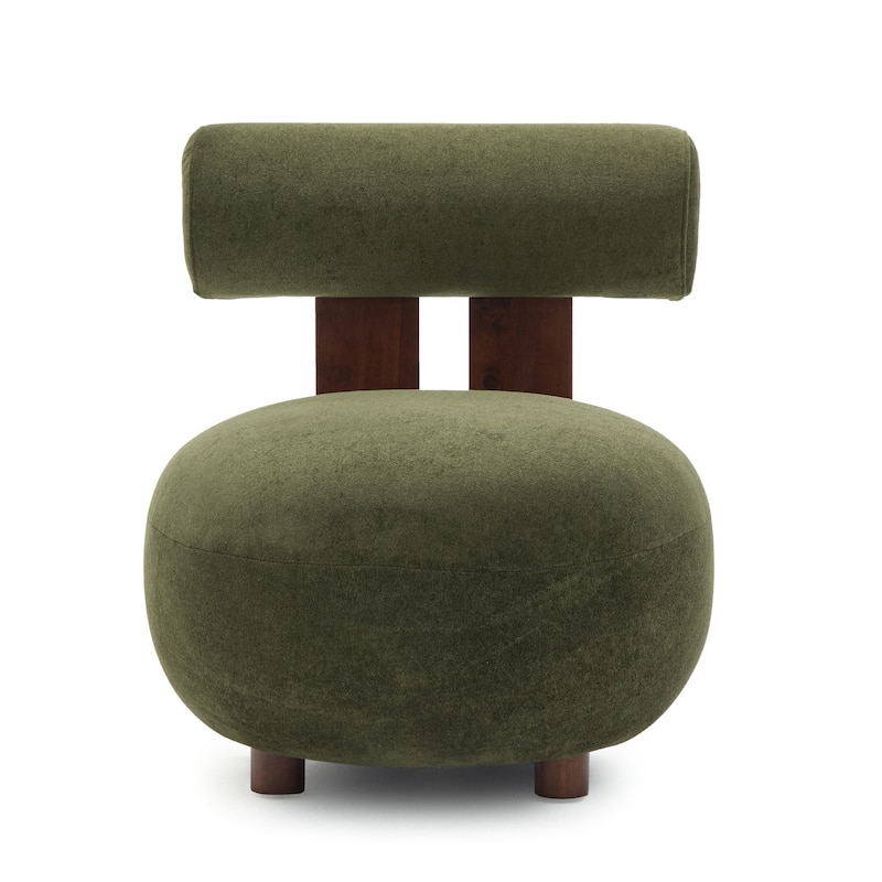 Christopher Knight Home - Modern Velvet Solid Wood Accent Chair with Sculptural Design