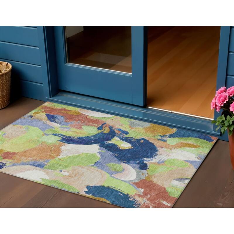 HomeRoots Abstract Transitional Rectangle Outdoor Rug - 3' x 5'