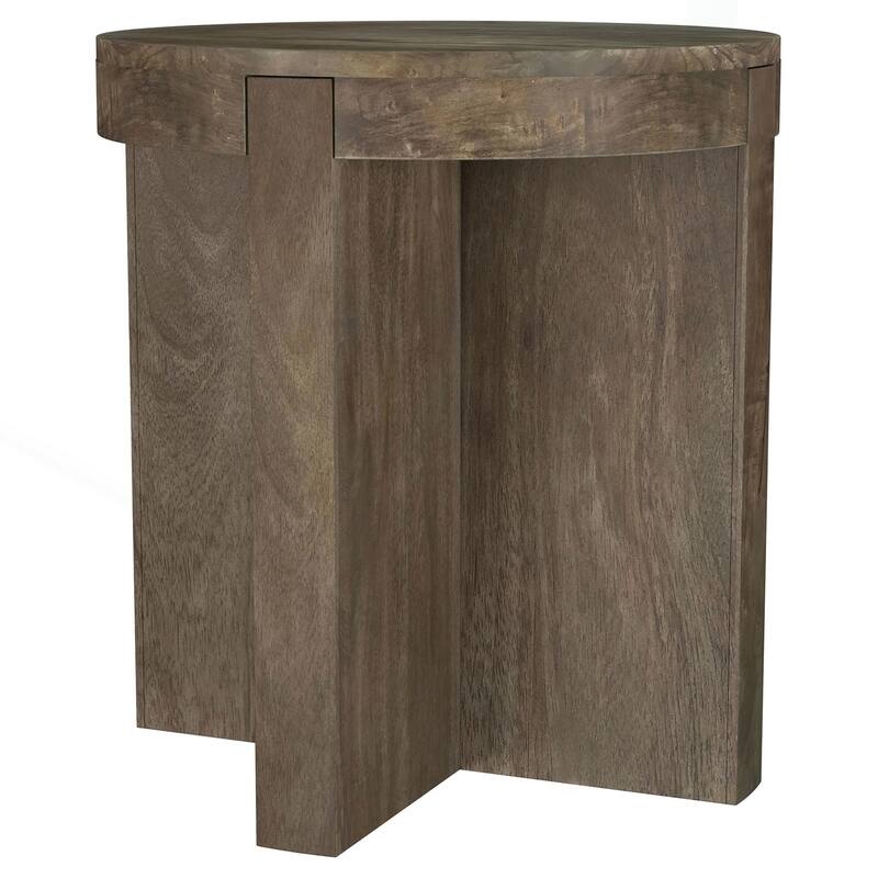 Charming Round Mango Wood End Table for Versatile Home Decor
