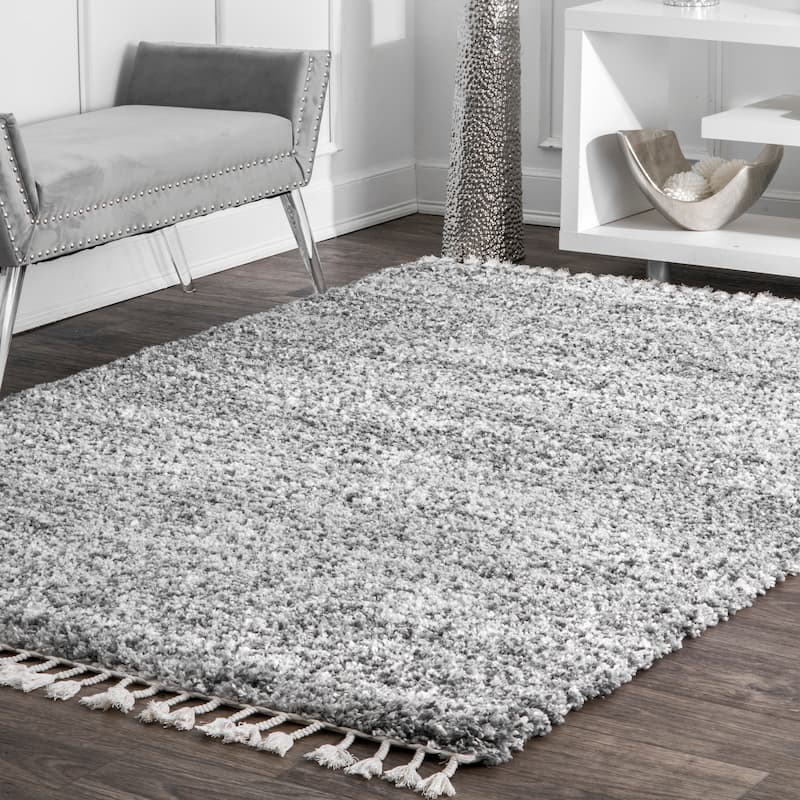 Nuloom Thelma Modern Shag Tassel Area Rug - 7' 10" x 11' - Grey