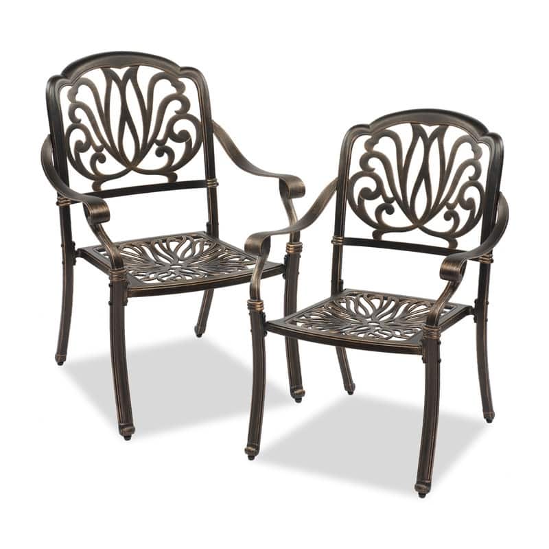 Patio Cast Aluminum Dining Chair Set (Set of 2) - Bronze