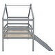 preview thumbnail 8 of 14, Modern Twin Size Low Loft Bed with Slide and Ladder and Safety Guardrails and House Roof for Bedroom