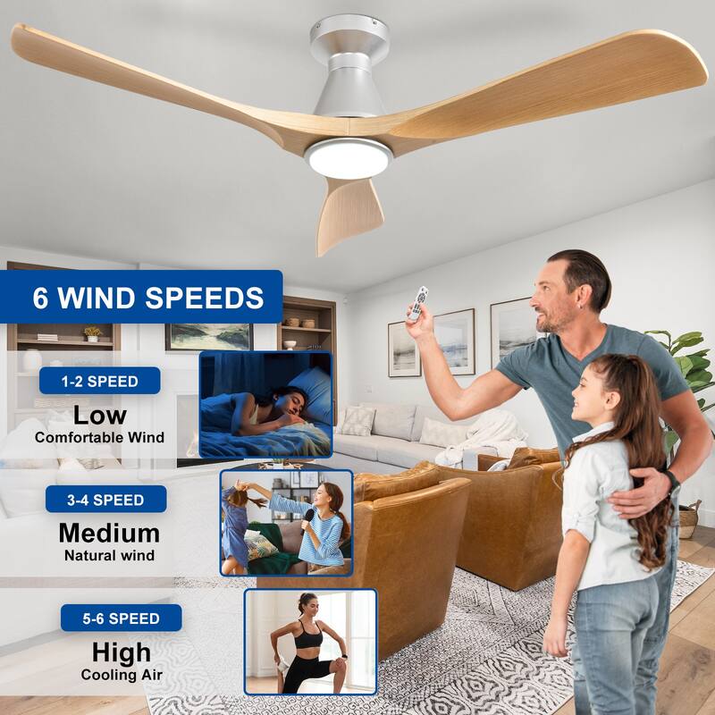 Ceiling Fan Without Light: 42-52 Inch 3 Blade Indoor Outdoor Fans for Patios