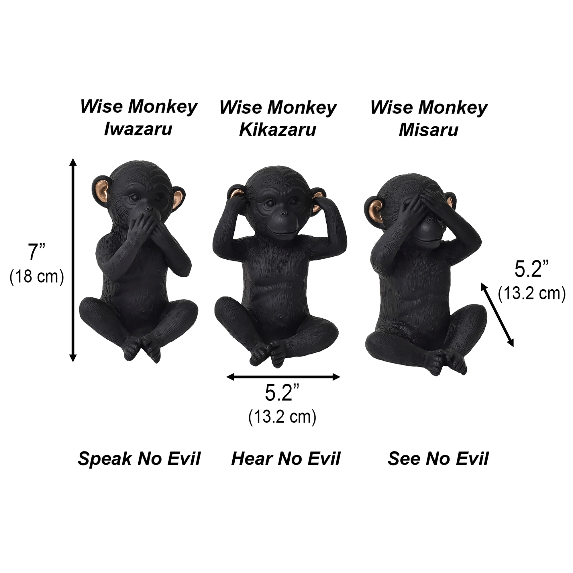 Top Product Reviews for Wise Monkeys Speak Hear See No Evil Resin Black  Gold Set of 28997506 Bed Bath  Beyond