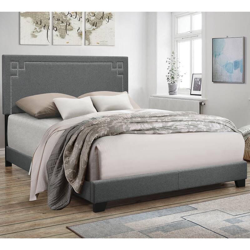 Transitional Style Ishiko II King Size Wood Panel Bed with Fully Padded