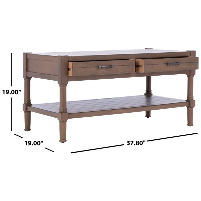 SAFAVIEH Alene 2-Drawer Bottom Shelf Coffee Table - 37.8" W x 19" L x 19" H - 38Wx19Dx19H