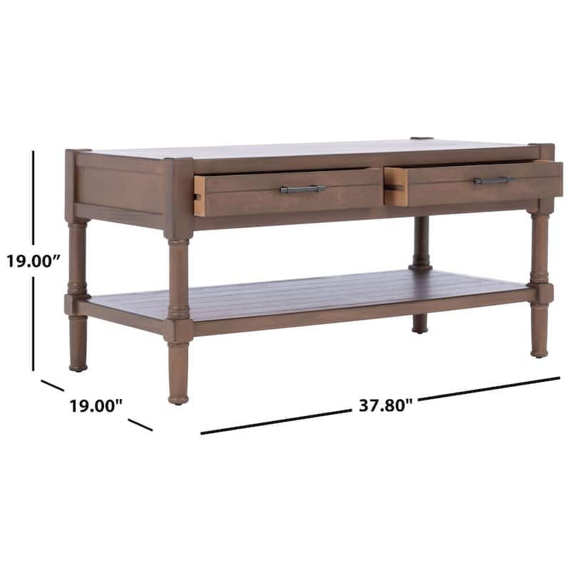 SAFAVIEH Filbert 2-Drawer Bottom Shelf Coffee Table - 37.8" W x 19" L x 19" H