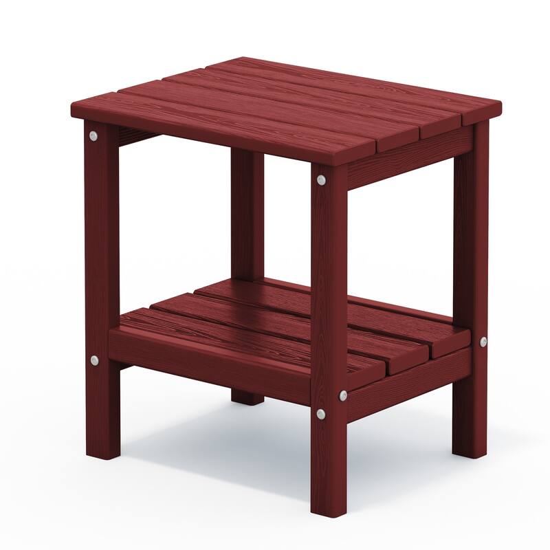 Outdoor HDPE Classic Double-Layer Adirondack Side Table - Red
