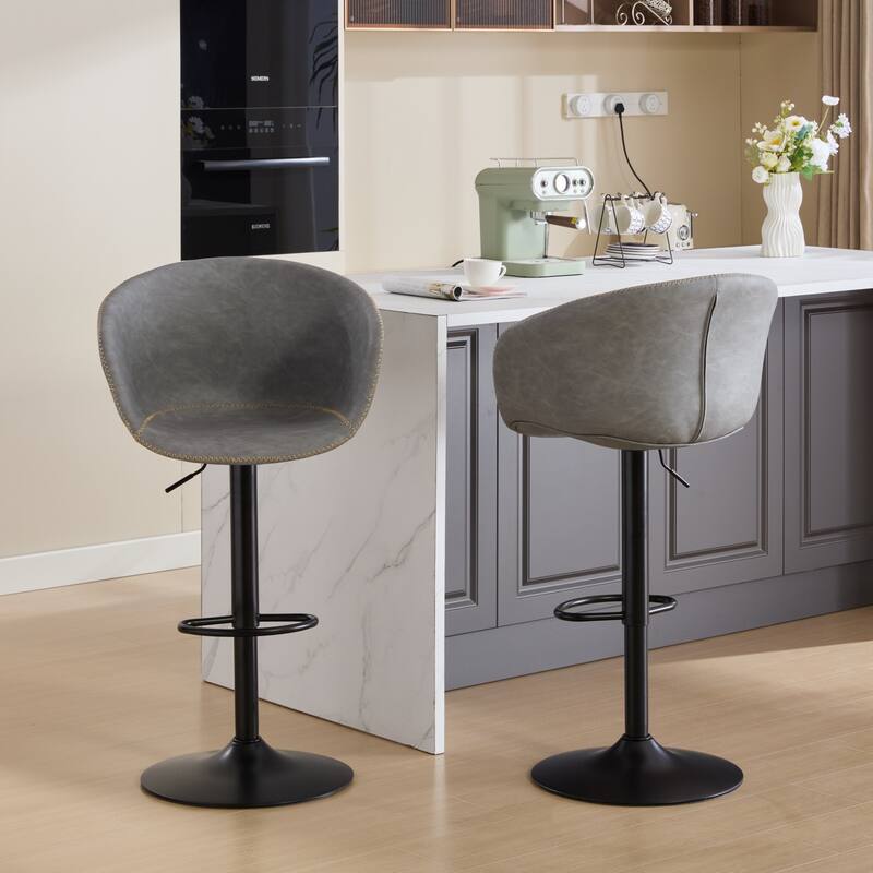 Mid-Century Modern Adjustable Swivel Bar Stools