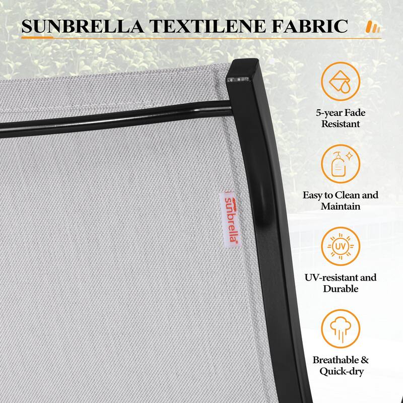 9-Piece Outdoor Dining Set Sunbrella Swivel Chair and Aluminum Dining Table with Umbrella Hole