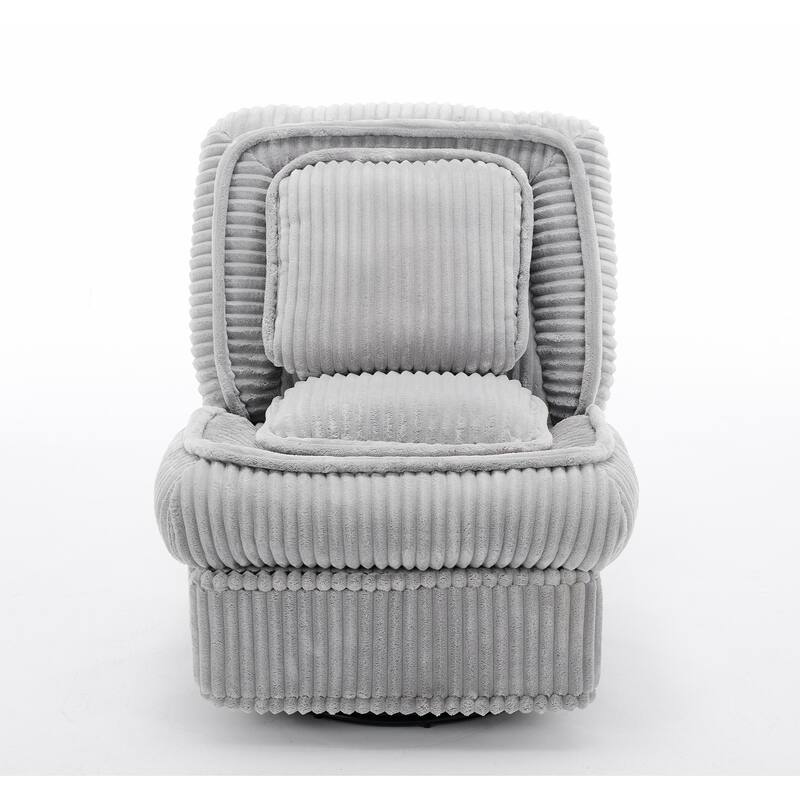 Corduroy 360° Swivel Glider Rocker Recliner with Pillows