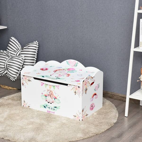Shop Costway Wooden Toy Box Storage Chest W Seating Bench For