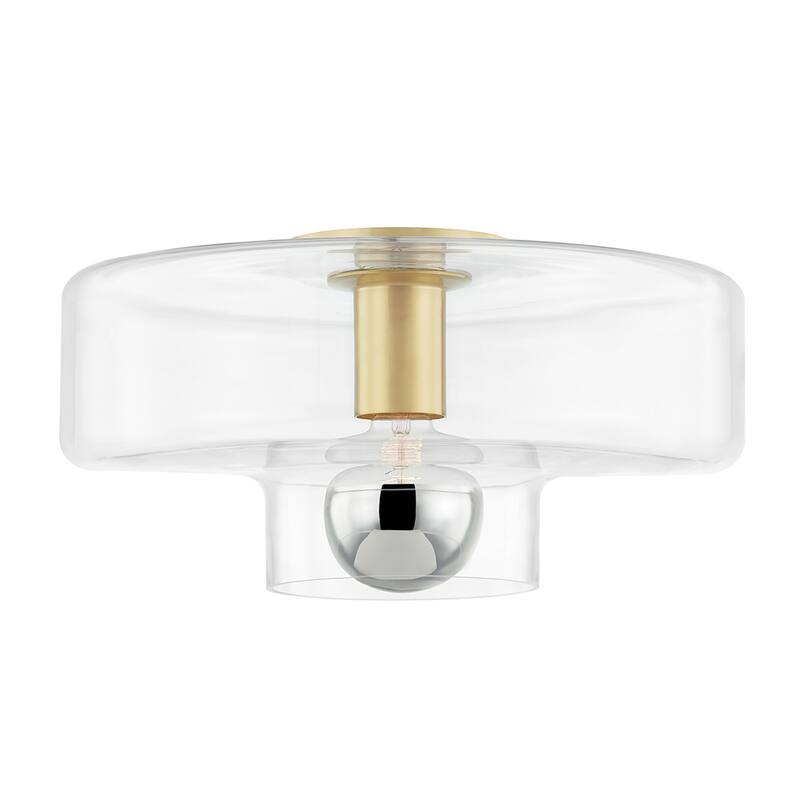 Mitzi by Hudson Valley Iona 1-light Flush Mount with Clear Glass - Aged Brass