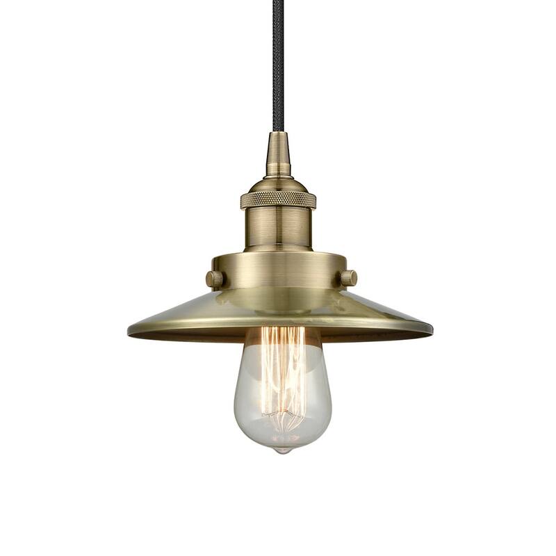 Innovations Lighting 616-1PH-6-8 Railroad Pendant Railroad 8" Wide - Antique Brass