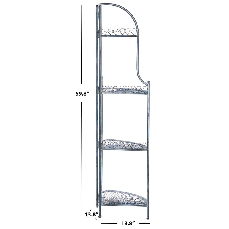 SAFAVIEH Shyla Victorian Wrought Iron 4-Tier Outdoor Corner Shelf - 14 In. W x 14 In. D x 60 In. H - 14Wx14Dx60H