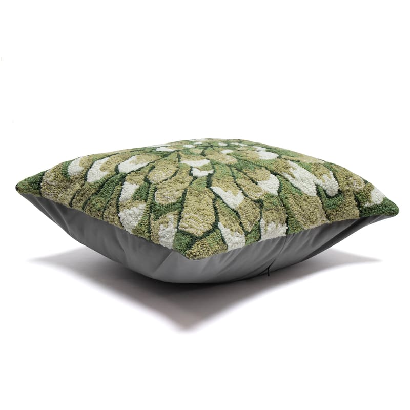 Liora Manne Frontporch Mum Indoor/Outdoor Pillow Green 18" Square