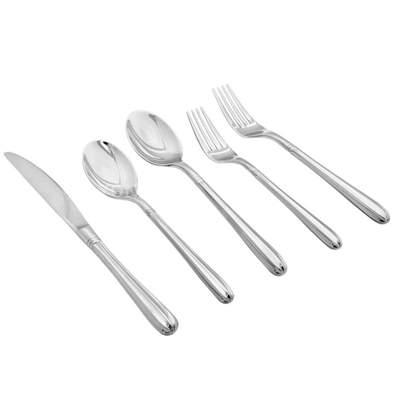 Elyon Royal Column Silverware Set 20 Pieces Forged Stainless Steel Flatware Service for 4
