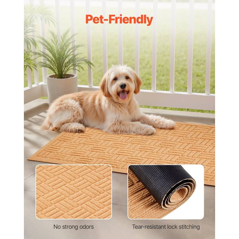 Beige Polyester Rubber Non-Slip Door Mat Absorbent Indoor Outdoor - 29.53 x 17.72 x 0.28 in