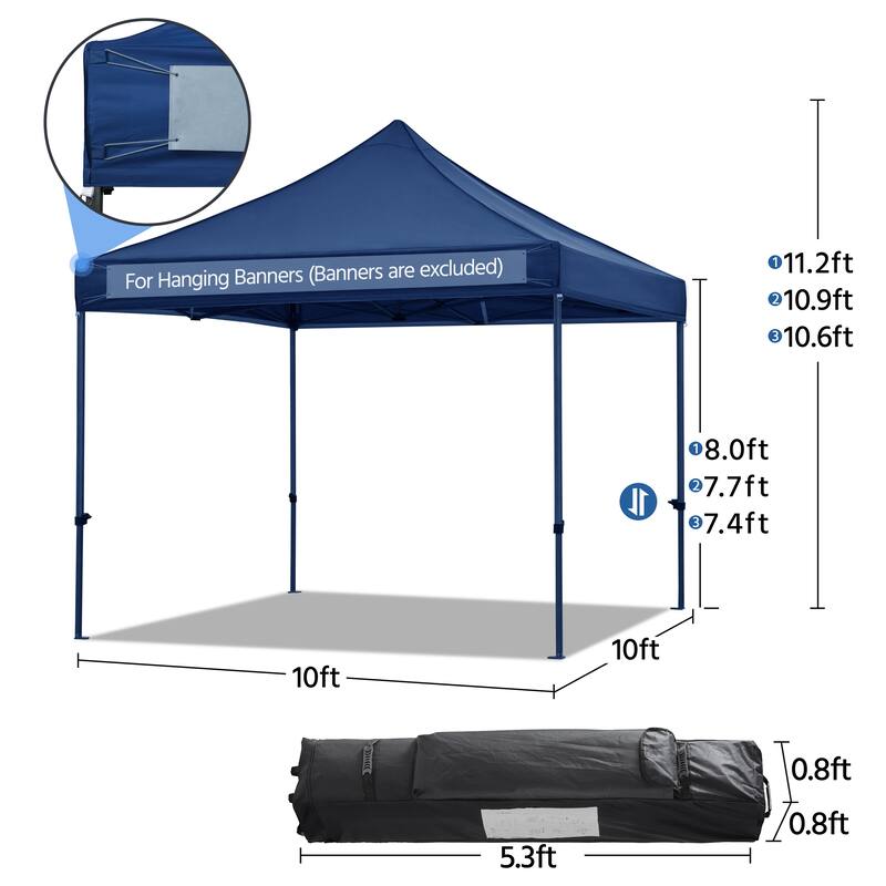 Yaheetech Adjustable Commercial Pop-up Canopy with Wheeled Carry Bag