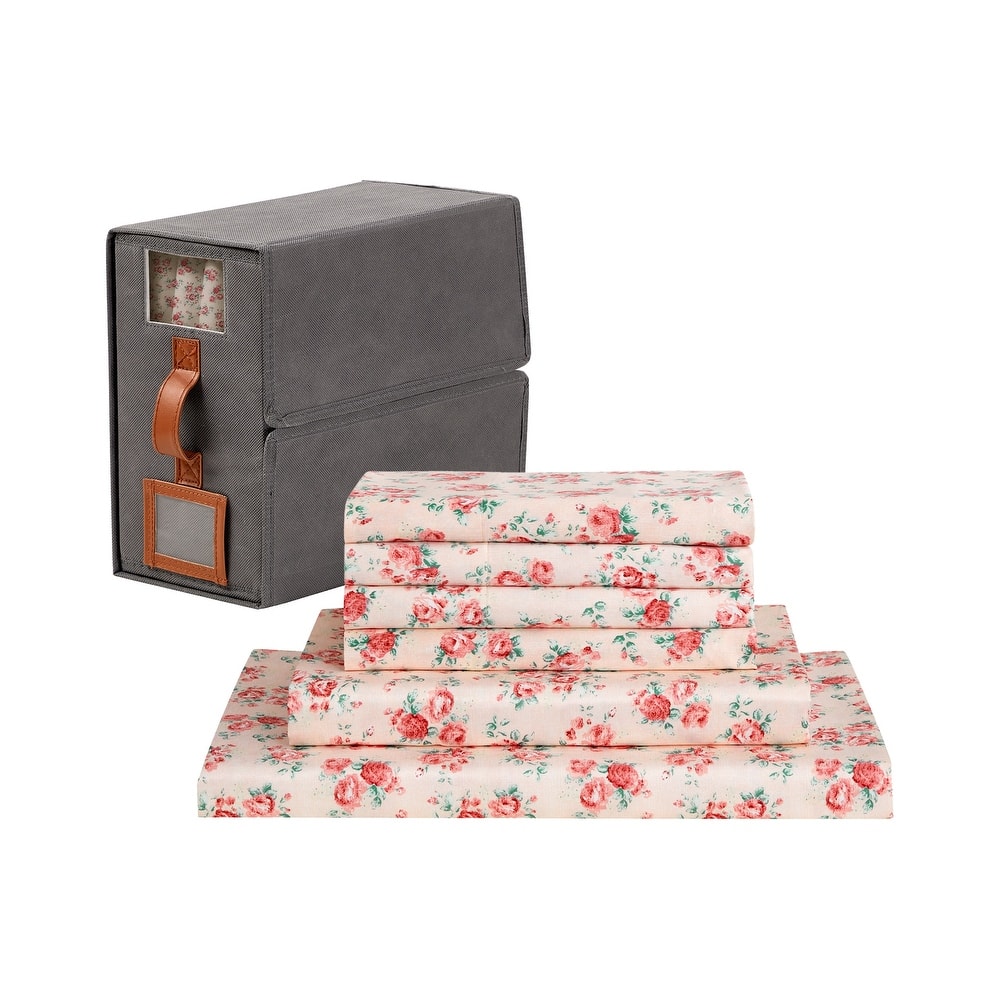 Modern Threads 6-Piece Satin Sheet Set with Deep Pocket Fitted Sheet, 4 Pillowcases, and Organizer