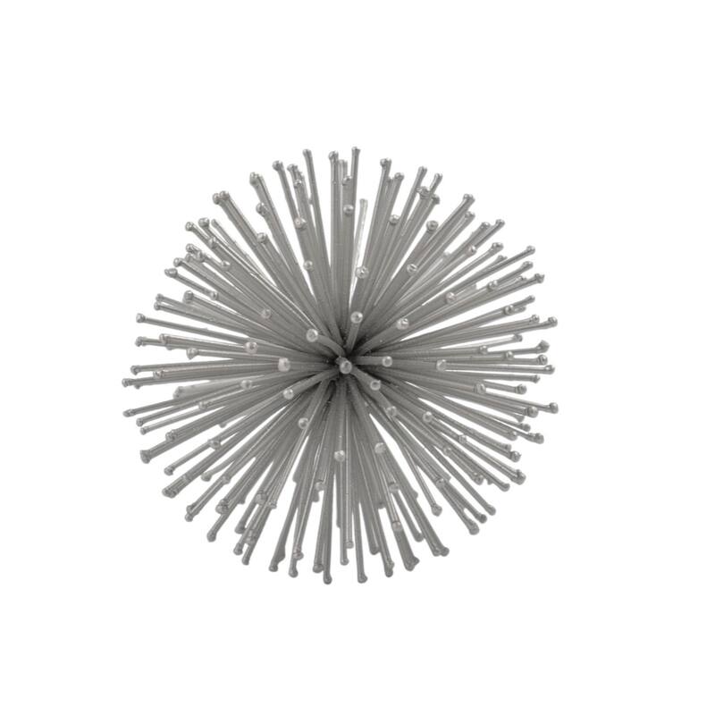 HomeRoots Set of Two Silver Iron Decorative Spiky Sphere Tabletop Sculpture - 4' X '4' X '4