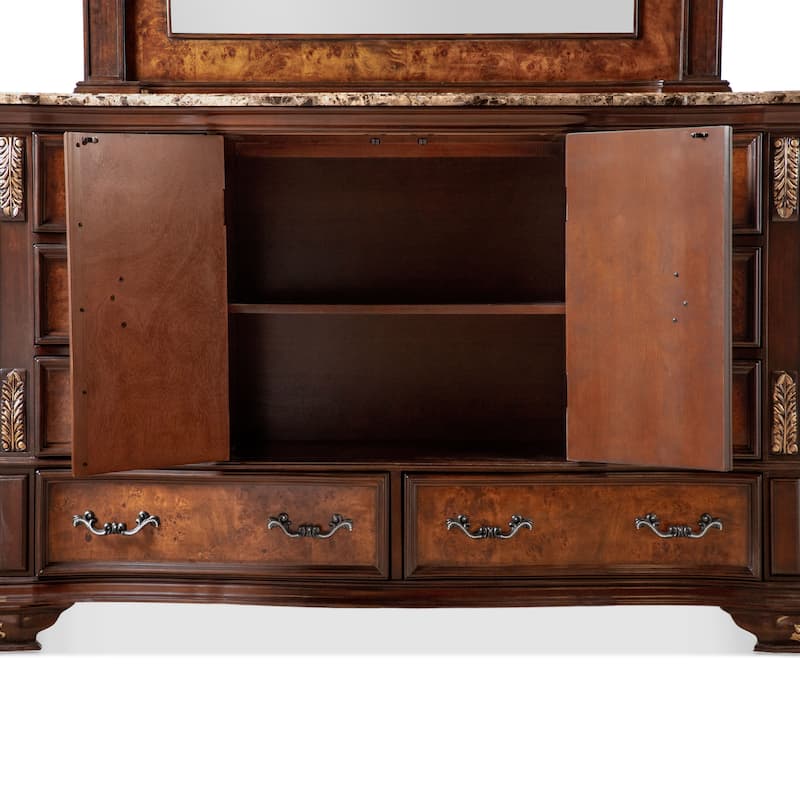 Furniture of America Cresswell Traditional 3-Piece Dark Cherry and Oak Wood Dresser and 2-Nightstand Bedroom Set