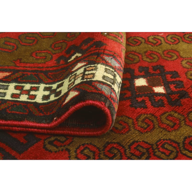 Fine Vintage Distressed Bunmi Burgundy/Navy Runner - 3'5" x 13'2"