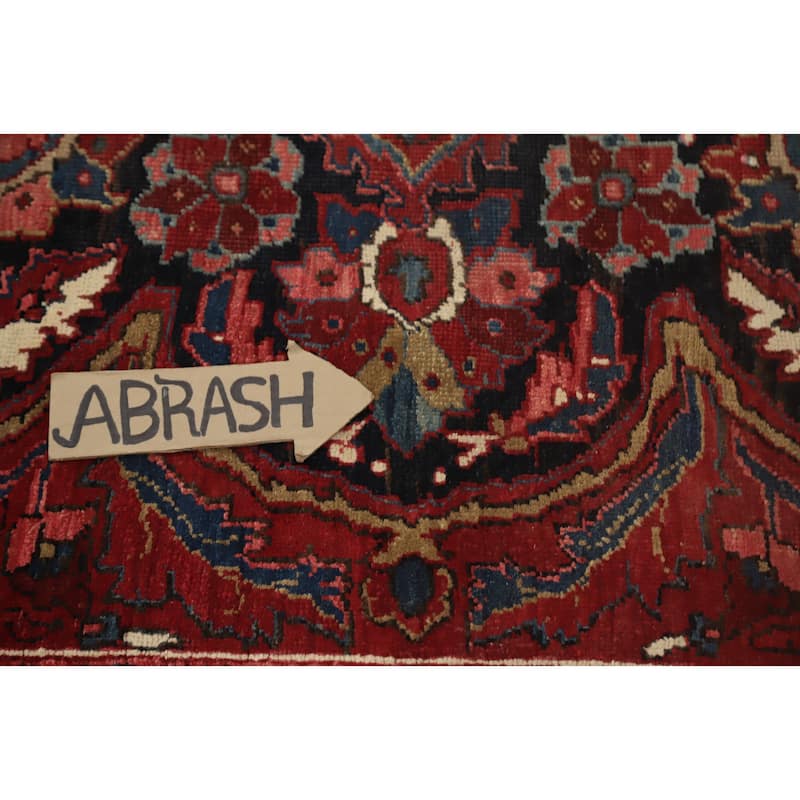 Hand Knotted Oriental 100% Wool Carpet Traditional Floral Red Heriz Area Rug - 11' 3'' X 8' 0''