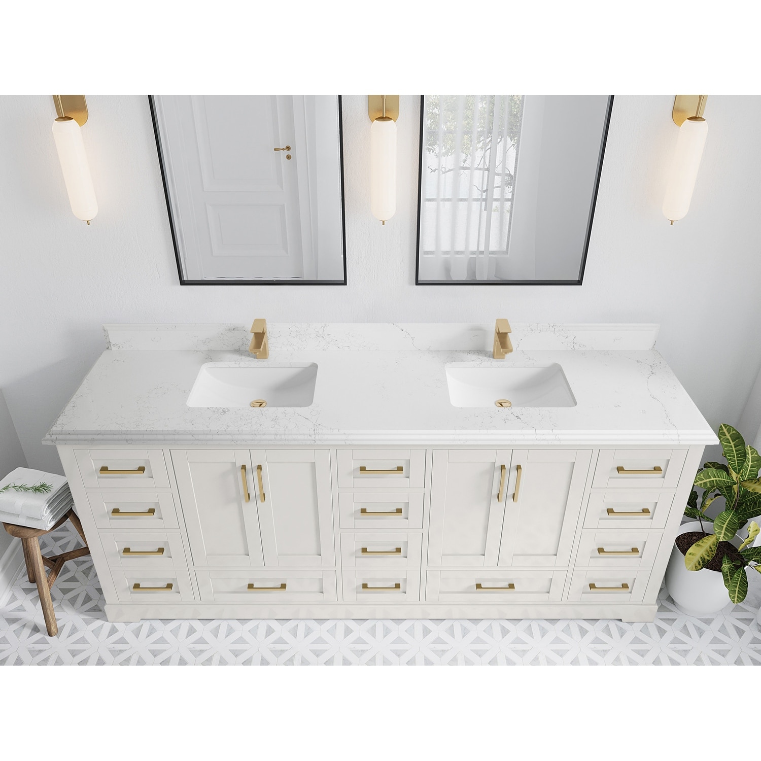 Willow Collections 84 in. W x 22 in. D Boston Double Bowl Sink Bathroom Vanity with Countertop