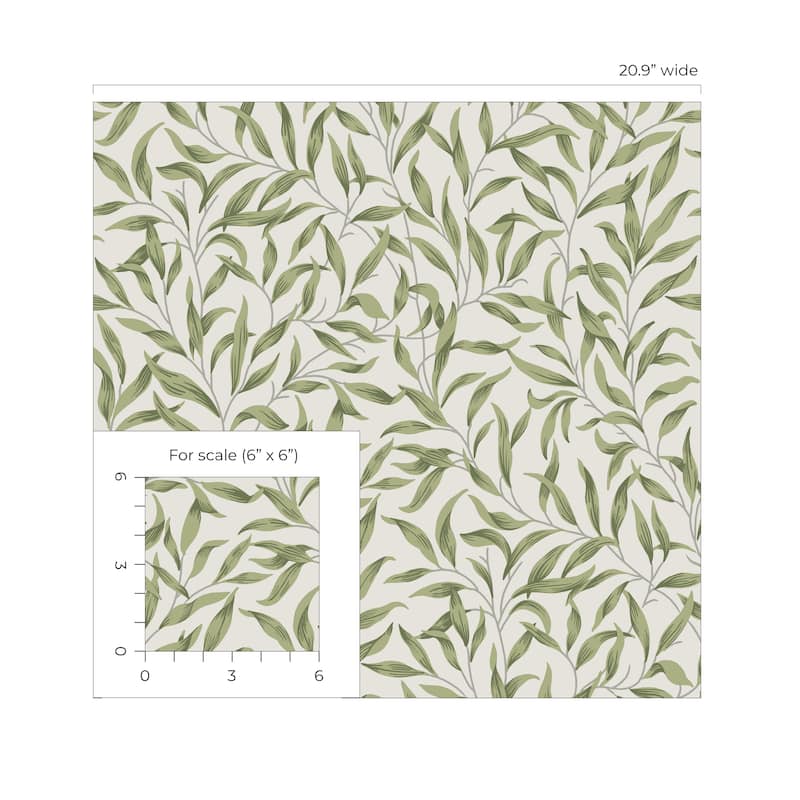 Seabrook Designs Willow Leaves Non-Woven Unpasted Wallpaper