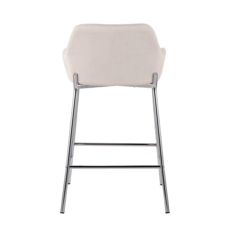 Silver Orchid Galotti Chrome Fixed-Height Upholstered Counter Stool - Set of 2