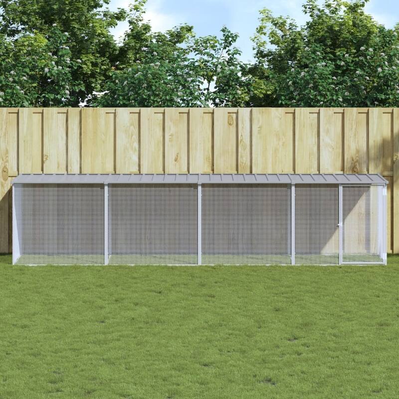 vidaXL Chicken Cage with Roof Metal Chicken Run Animal House Galvanized Steel