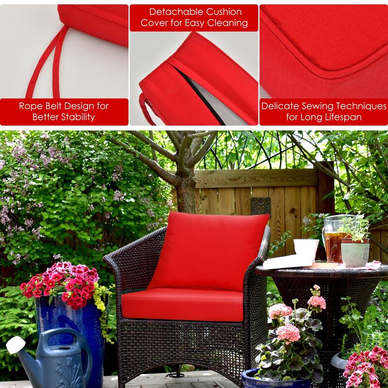 Gymax 2PCS Deep Seat Chair Cushion Pads Set Indoor/Outdoor w/ Rope