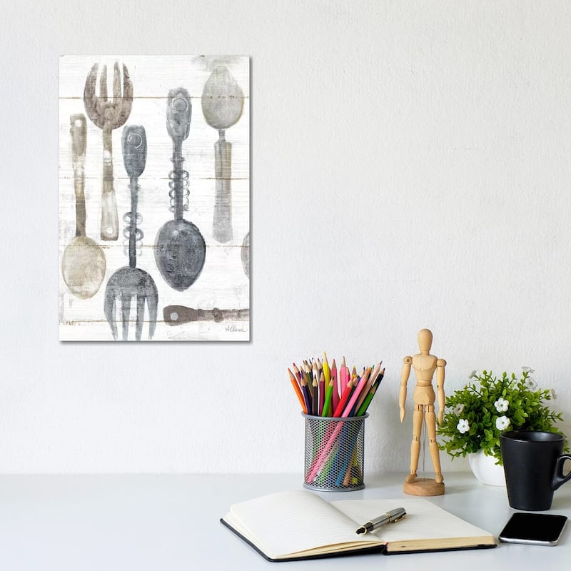 iCanvas "Spoons And Forks II Neutral" by Albena Hristova Canvas Print - 12x8x0.75