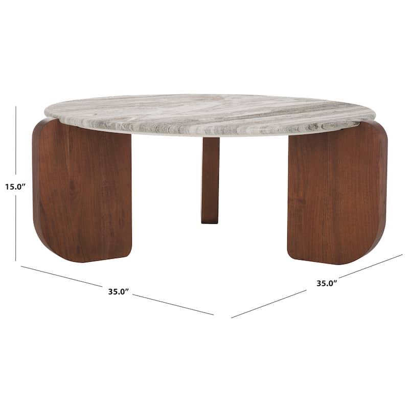 SAFAVIEH Home Graelyn Marble Top Coffee Table - 35"W x 35"D x 15"H