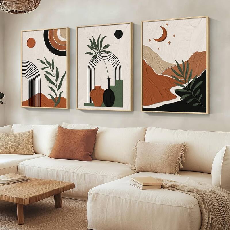 Set of 3 Abstract Geometric Art Prints - 24 x 36