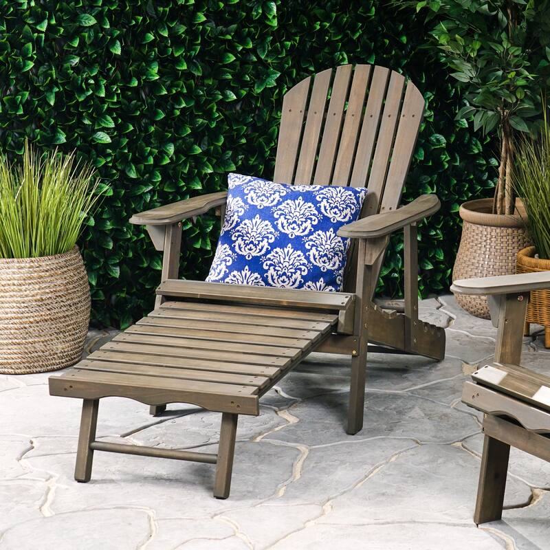 Hayle Wood Outdoor Reclining Adirondack Chair by Christopher Knight Home - 67.25" L x 29.50"W x 29.50" H - Grey