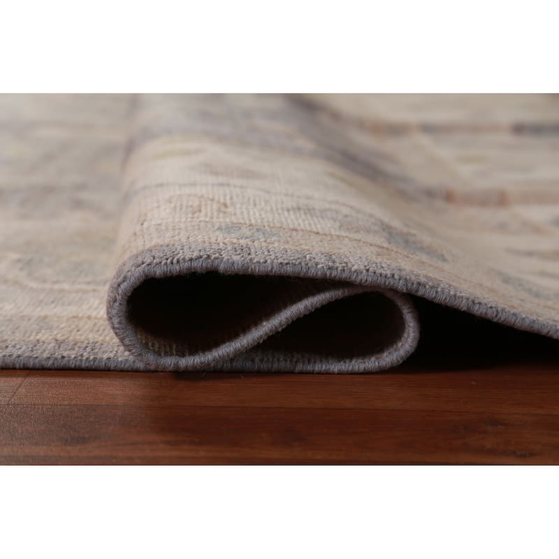 Hand Knotted Oriental 100% Wool Carpet Transitional All-Over Greys & Charcoal Oushak Area Rug - 9' 5'' X 8' 2''