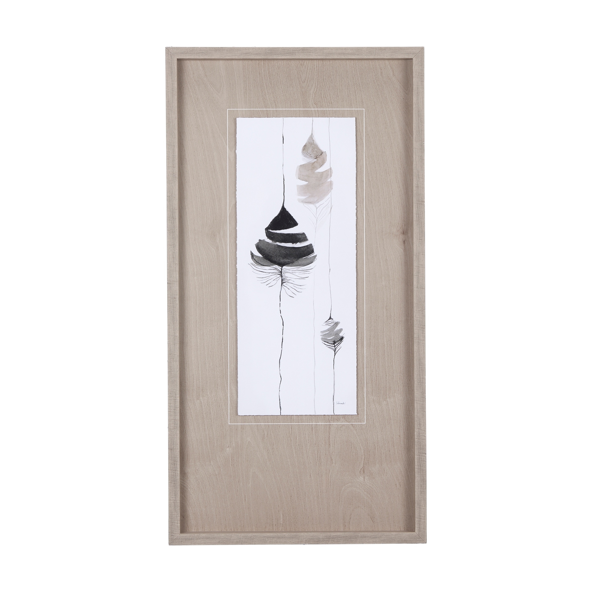 Feather Collection by Mercana Studio a Hand Embellished Textured Framed Art Print Matted under Glass