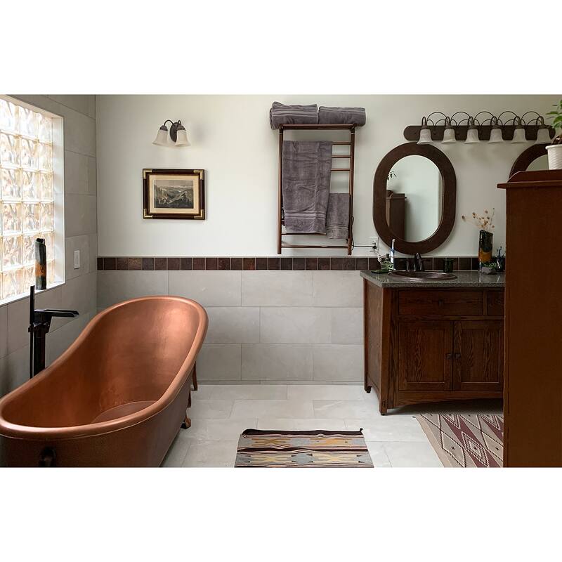 35-in Oval Hammered Copper Mirror with Hand Forged Rivets in Oil Rubbed Bronze (MFO3526-RI)