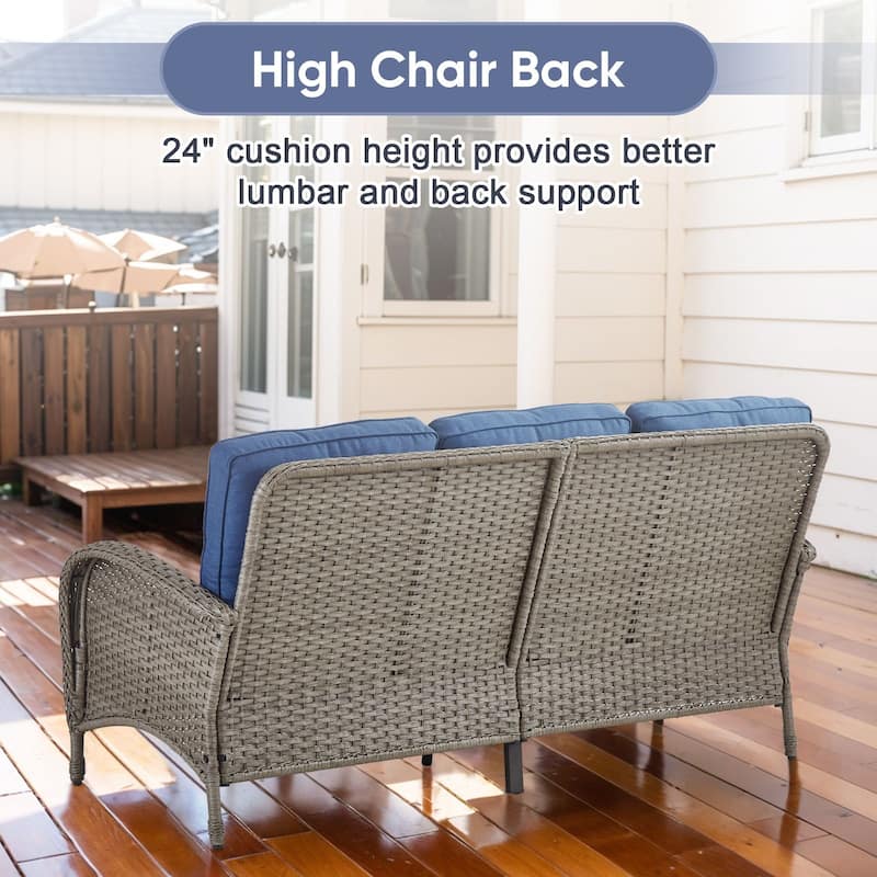 Gymojoy Outdoor Wicker Patio Furniture Sofa Chair Set Weather-Resistant