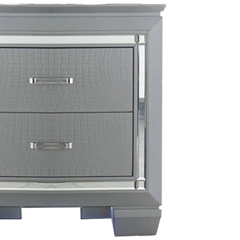 Gray 2 Drawer 17 in. W Nightstand with Sturdy Hardware and Ample Storage