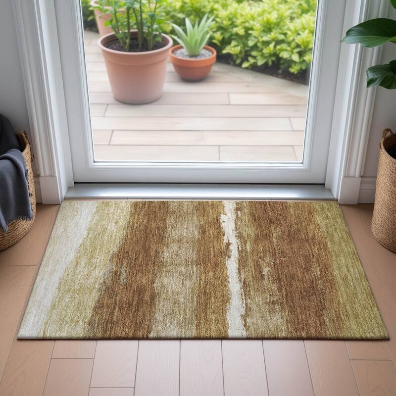 Machine Washable Indoor/Outdoor Watercolor Ombre Chantille Rug