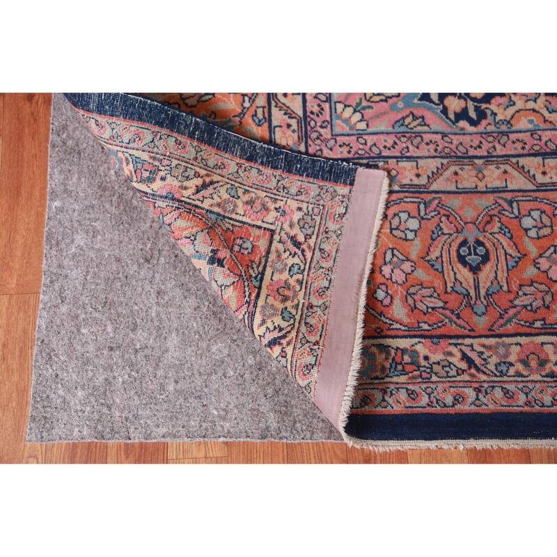 Hand Knotted Oriental 100% Wool Carpet Traditional Floral Brown Tabriz Area Rug - 13' 5'' X 9' 9''