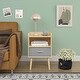 preview thumbnail 4 of 18, Kids Wood Side Table Nightstand With Fabric Drawer and 2-Tier Shelf,Oak