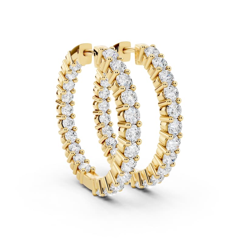 Vault Classics 4.00ct TW Natural Diamond Hoop Earrings (I VS2) - Yellow