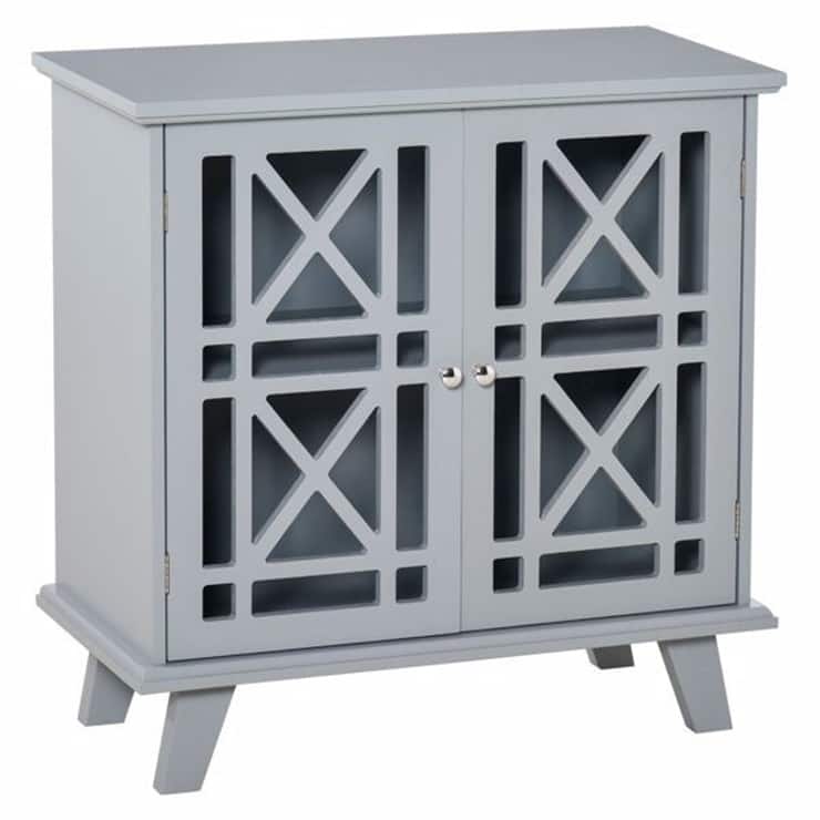 Kitchen Storage Cabinet with Ventilated Front Doors - Grey