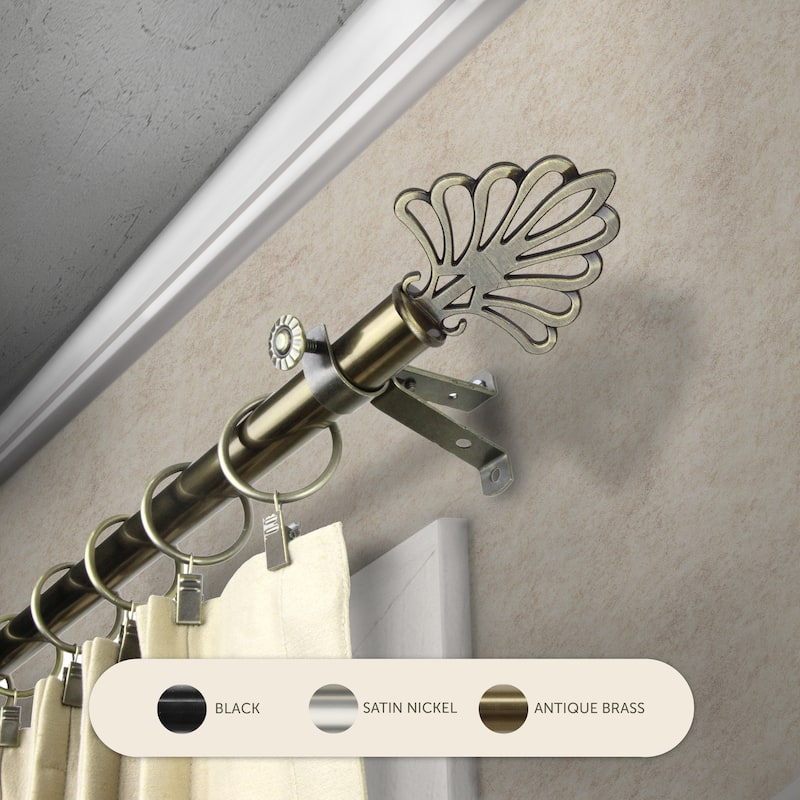 InStyleDesign Peacock Adjustable Curtain Rod 13/16 inch dia. - 18 to 28 inches - Antique Brass