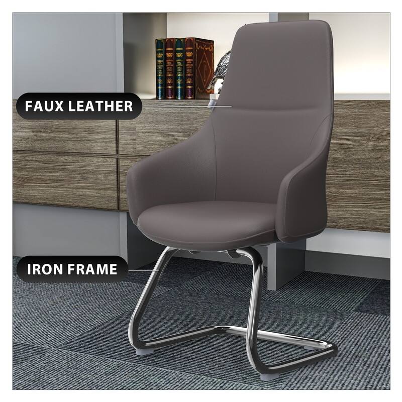 Celeste Modern Leather Office Chair with Iron Frame, Fixed Armrests, Foam Padding, Easy-Clean Upholstery & Quick Assembly