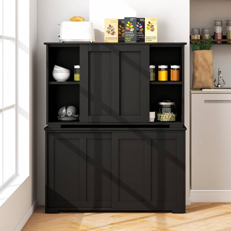 Costway Stackable Buffet Sideboard Set of 2 with Sliding Doors & - See Details